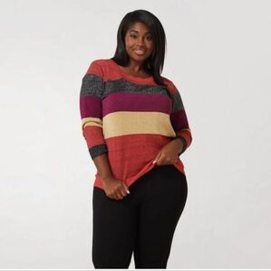 NWT Nordstrom Maree Pour Toi Lurex Colorblock Striped Sweater  Metalic L